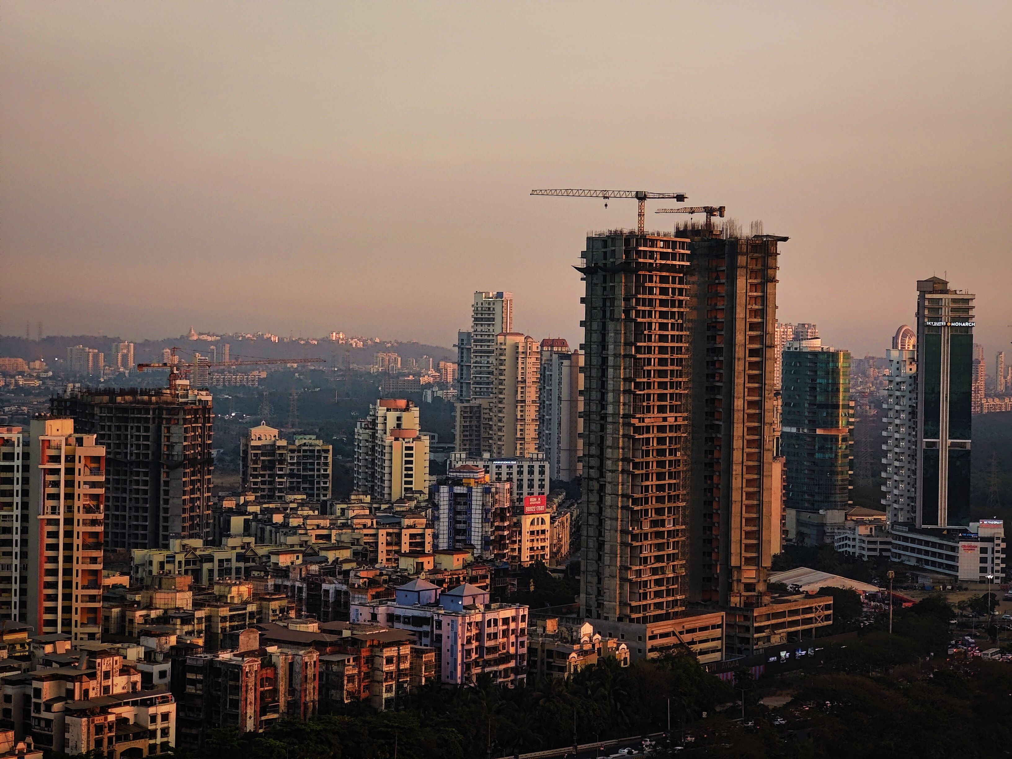 Aerial view of Khar West residential neighbourhood at dusk